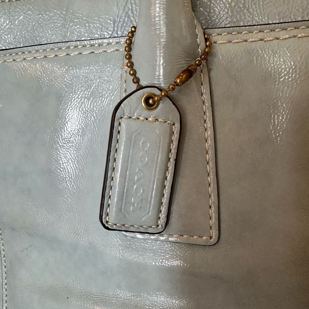 Coach Sky Blue Patent Leather Front Pocket Tote - Picture 6 of 14